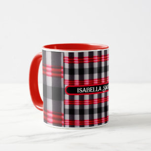 Mug Plaid Populaire Abstrait Rouge Noir Plaid Collecti