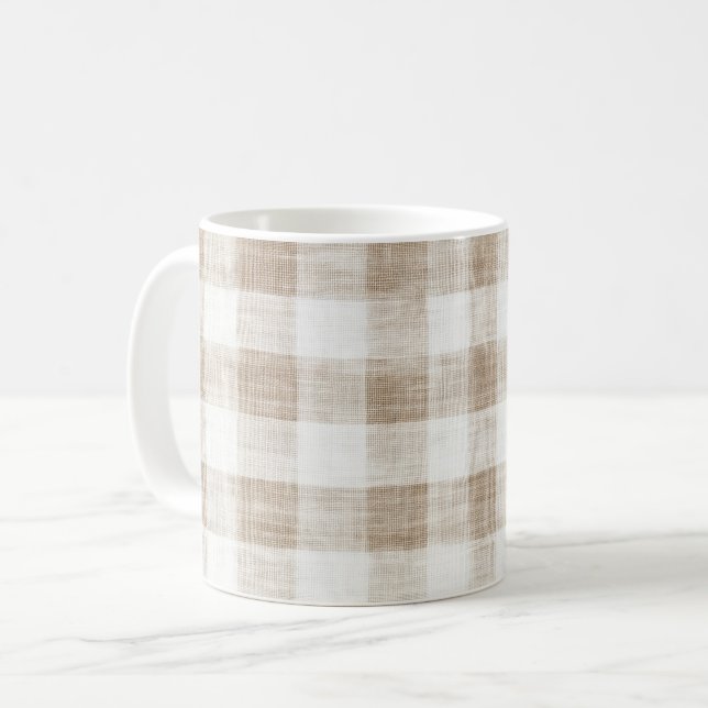 Mug Plaid rayé crème bronzé Anniversaire (Devant gauche)