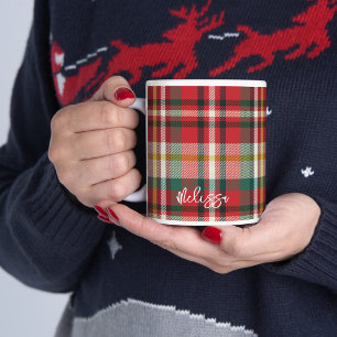 Mug Plaid Red Green Rustic Noël personnalisé