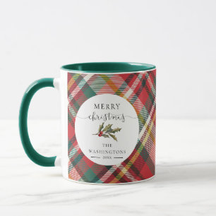 Mug Plaid Red Merry Famille Noël Russe Personnalisé