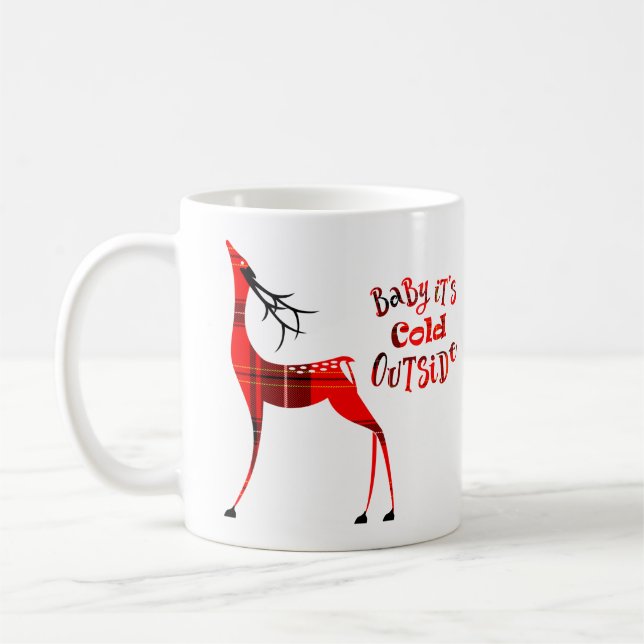 Mug Plaid Reindeer Baby son froid dehors (Gauche)