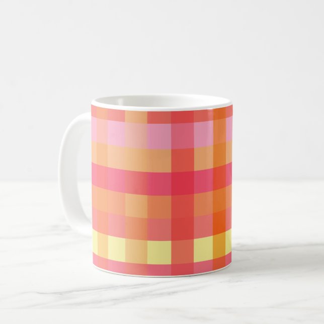 Mug Plaid rose et orange (Devant gauche)