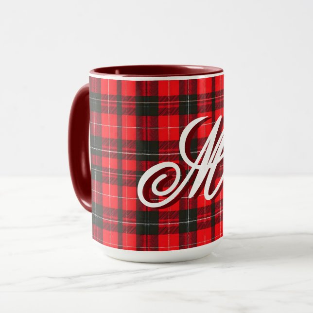 Mug Plaid Rouge traditionnel Tartan Collection tendanc (Devant gauche)