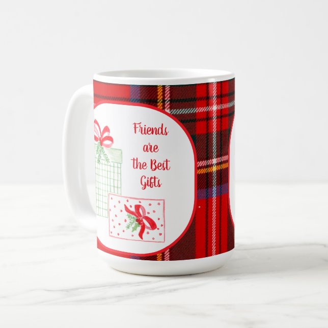 Mug PLAID Watercolor Holiday Les amis sont le meilleur (Devant gauche)