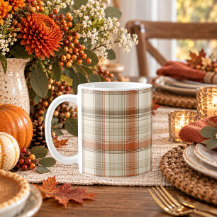 Mug Plaids Classiques Automne Rustique Crème Marron