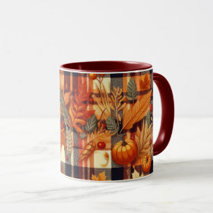 Mug Plaids d'automne citrouille Maple Feuille
