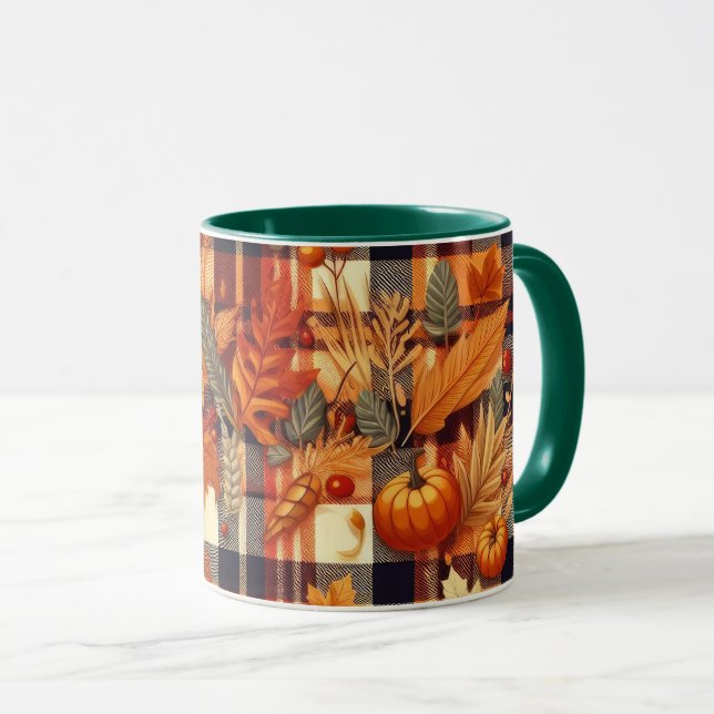 Mug Plaids d'automne citrouille Maple Feuille (Devant droit)