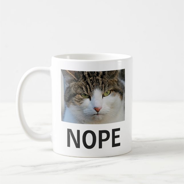 Mug Plaisanterie drôle Chat malheureux Nope (Gauche)