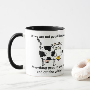 Mug Plaisanterie drôle de vache dans une oreille la