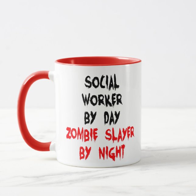 Mug Plaisanterie zombie du travailleur social (Gauche)