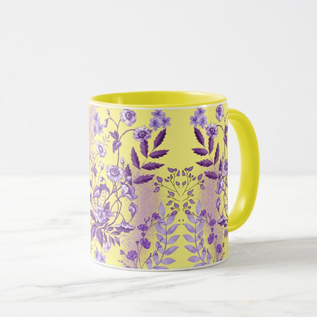 Mug Plaisir violet avec un peu de jaune (Devant droit)