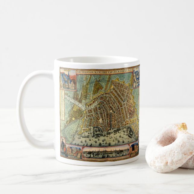 Mug Plan antique de la rue d'Amsterdam, Pays-Bas (Avec donut)