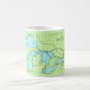 Mug Plan bleu et vert des Grands Lacs Musique