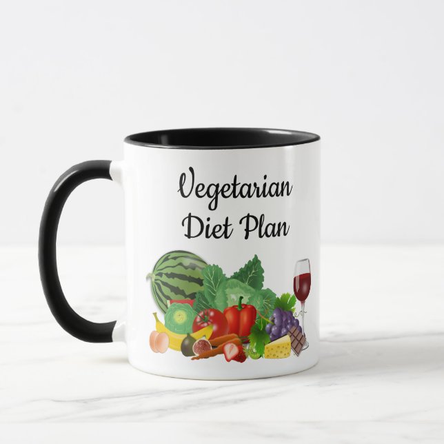 Mug Plan d'alimentation végétarien illustration couleu (Gauche)