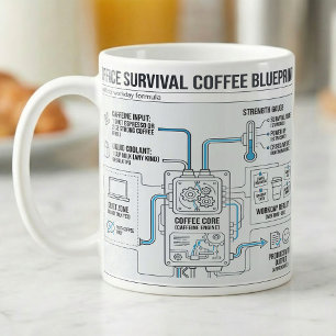 Mug Plan de café de survie drôle pour le bureau, Collè