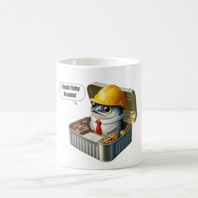 Mug Plan de construction Sardine Ingénieur Café Pause  (Centre)
