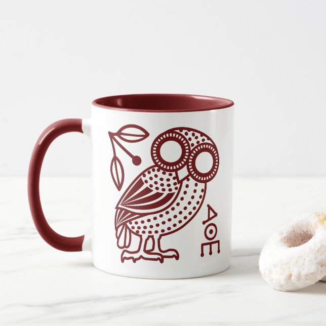 Mug Plan de la chouette d'Athènes de l'ancienne pièce  (Avec donut)