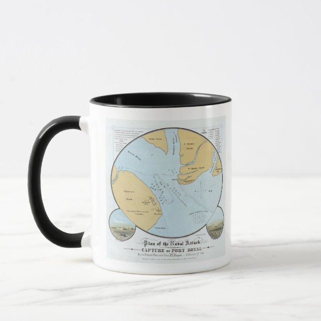 Mug Plan de l'attaque navale et capture de Port Royal (Gauche)