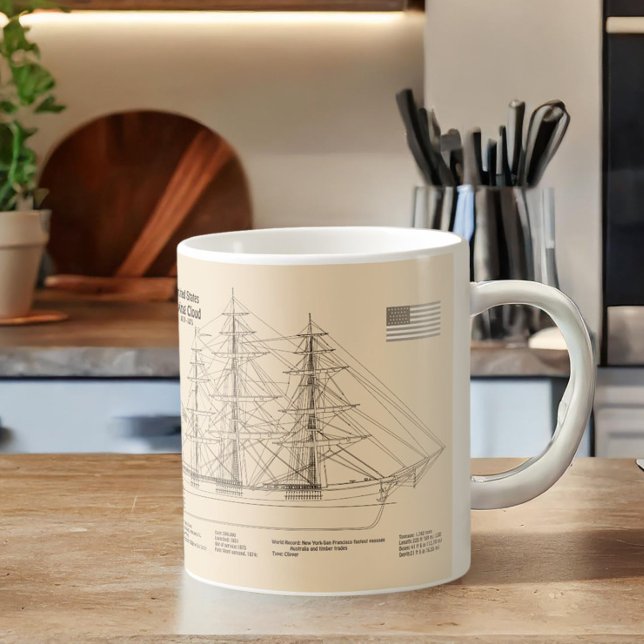 Mug Plan de voilure du navire Clipper Flying Cloud - P (Clipper Ship Flying Cloud - Ship Blueprint SD. Coffee Mug)