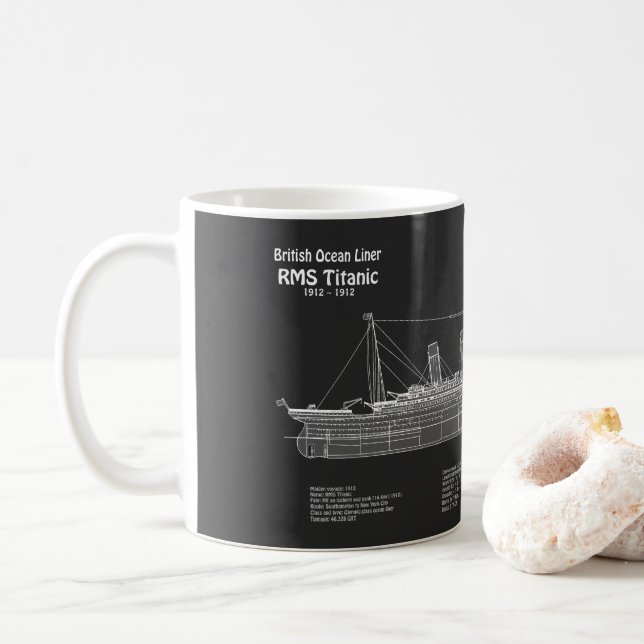 Mug Plan directeur des navires Titanic RMS PBD (Avec donut)