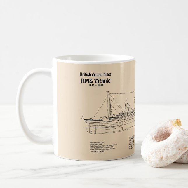 Mug Plan directeur du navire Titanic RMS SD (Avec donut)