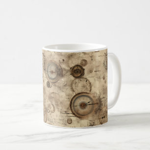 Mug Plan mécanique rétro Brun sépia