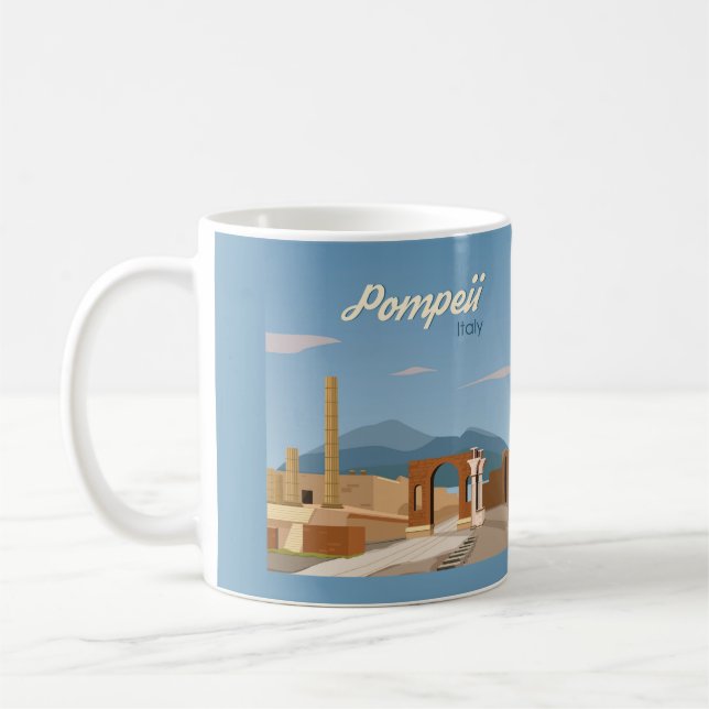 Mug Plan Paysage Pompéi Italie Dessin (Gauche)