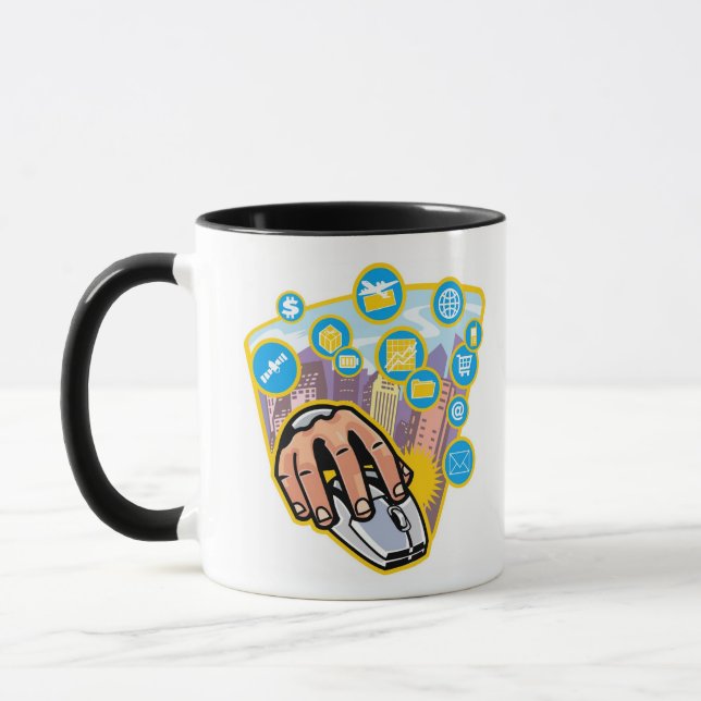 Mug Plan rapproché de main sur la souris d'ordinateur (Gauche)