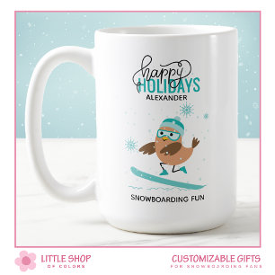 Mug Planche à neige personnalisée Oiseau de Noël