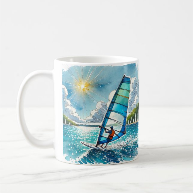 Mug Planche à voile dans un lac (Gauche)