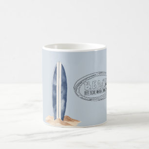 Mug Planche de surf bleu de plage