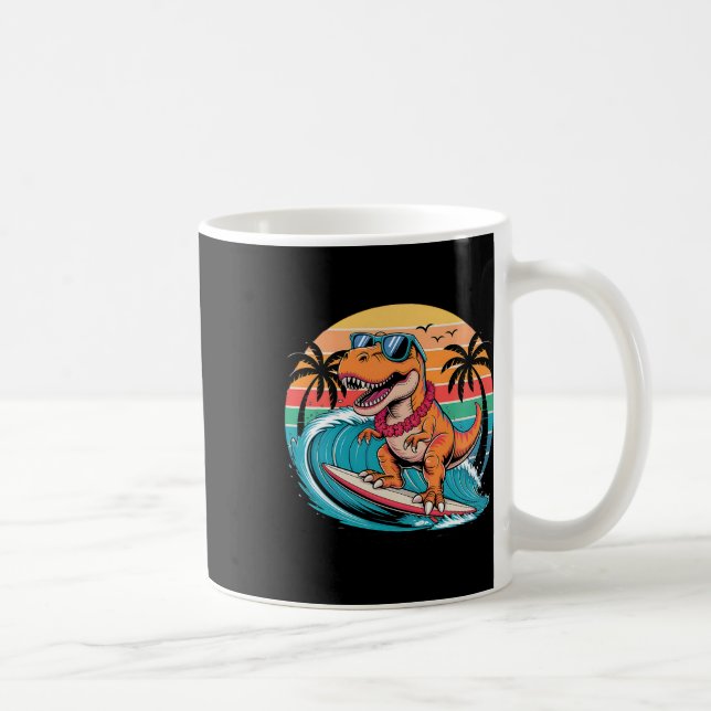 Mug Planche de surf dinosaure drôle plage été surfant  (Droite)