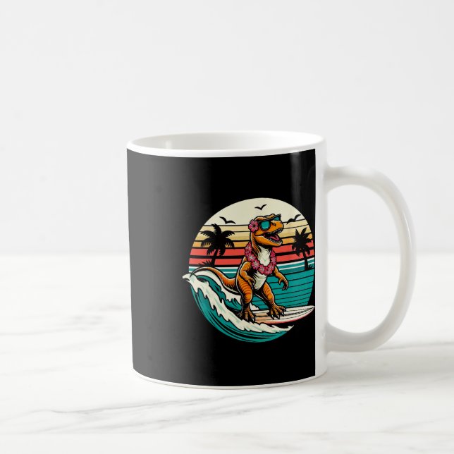 Mug Planche de surf dinosaure drôle plage été surfant  (Droite)