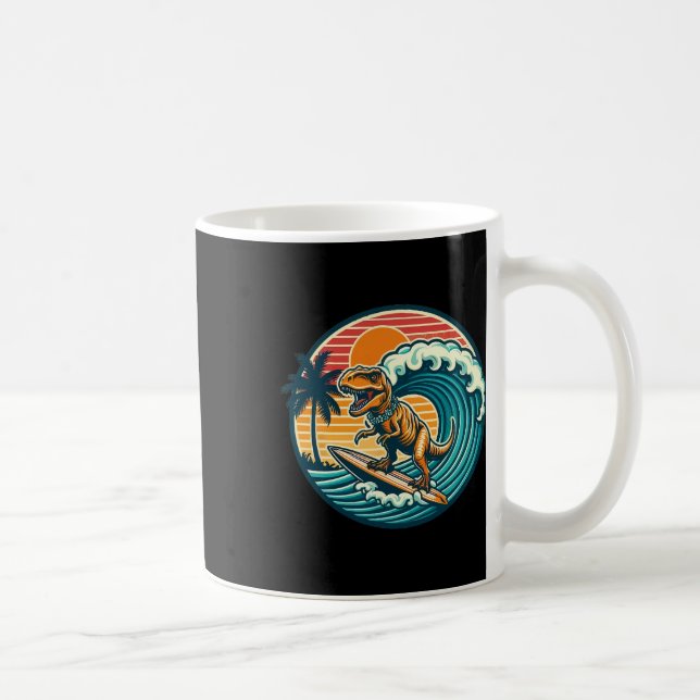 Mug Planche de surf dinosaure drôle plage été surfant  (Droite)