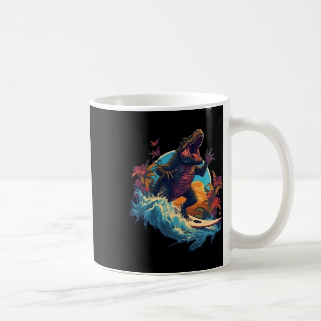 Mug Planche de surf dinosaure plage surf surfeur dinos (Droite)