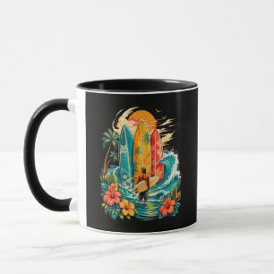 Mug Planche de surf Hawaï vague plage surfeur vintage