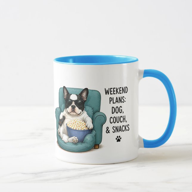 Mug Plans de week-end Canapé pour chien Snacks Citatio (Droite)