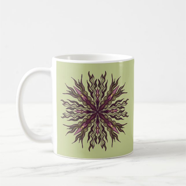 Mug Plante à œil psychédélique - Mandala botanique sur (Gauche)