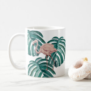 Mug Plante botanique Flamant rose Imprimer vert