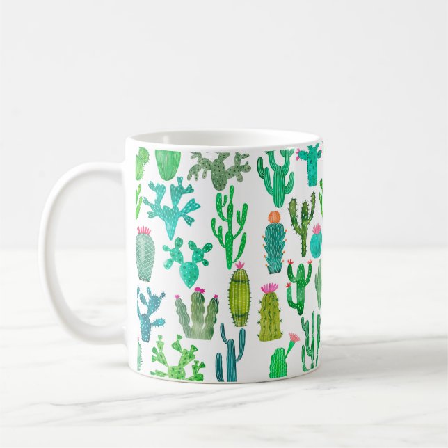 Mug Plante de cactus aquarelle, fleur cactus illustra (Gauche)