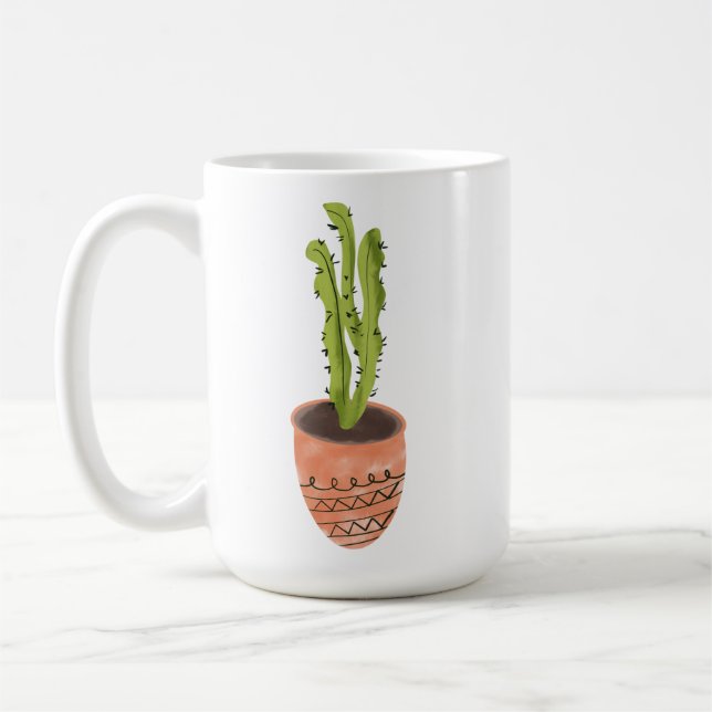 Mug Plante de cactus en terre cuite dessinée à la main (Gauche)