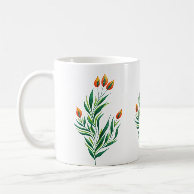 Mug Plante de printemps de l'art botanique Abstrait (Gauche)