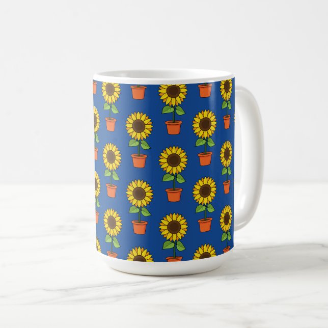 Mug Plante de tournesol dans un Motif de pot (Devant droit)