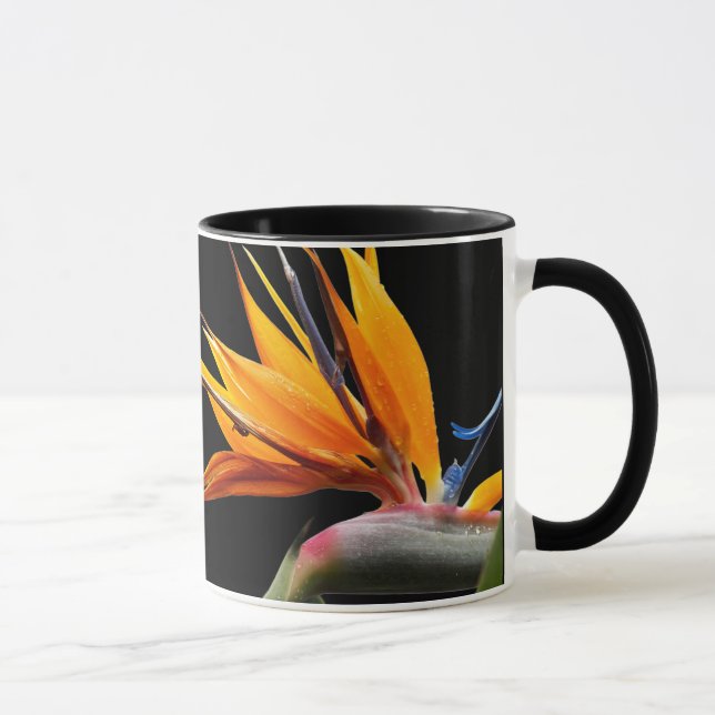 Mug Plante oiseau de paradis orange sur fond noir (Droite)