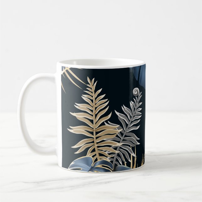 Mug plante tropique feuille sombre (Gauche)