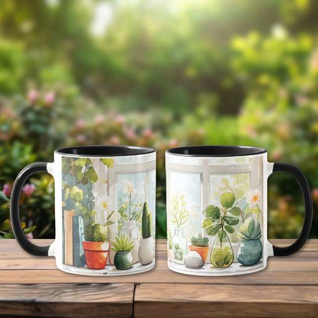 Mug Plantes botaniques à l'aquarelle et succulents (Créateur téléchargé)
