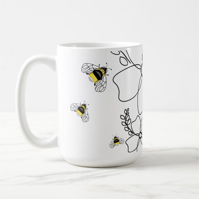 Mug Plantes colorés et aquarelle de bourdon (Gauche)