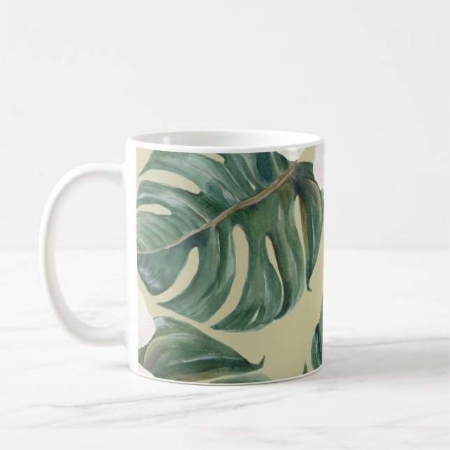 Mug Plantes d'aquarelle tropicale : motif transparent. (Gauche)