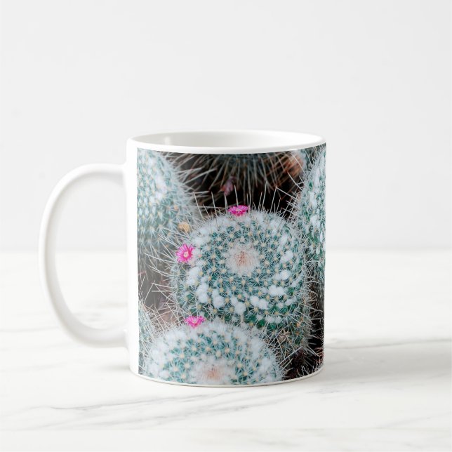 Mug Plantes de cactus aux minuscules fleurs roses (Gauche)