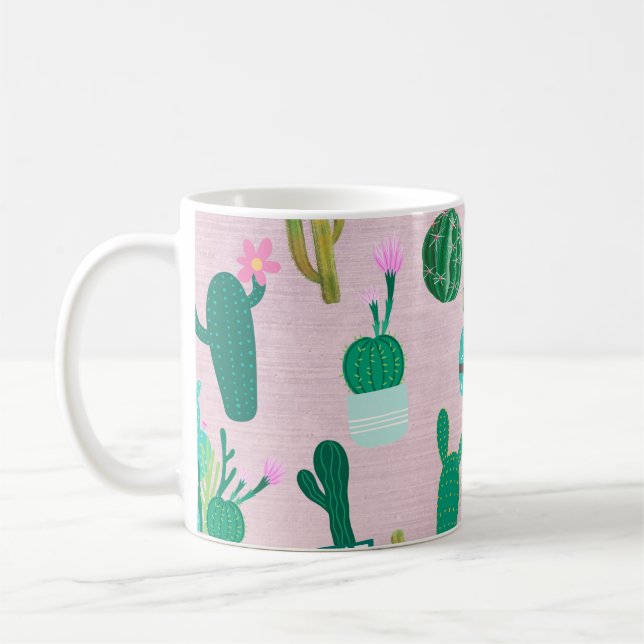 Mug Plantes de cactus cactées rustiques sud-ouest rose (Gauche)